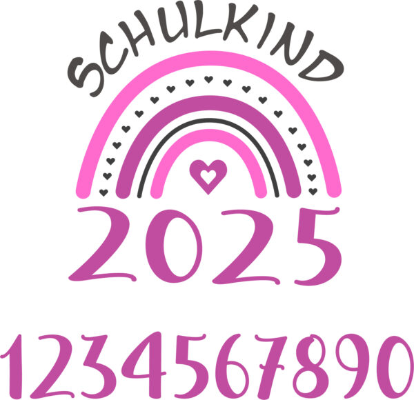 Plotterdatei | Schulkind 2025 Regenbogen individualisierbar mit Ziffern | SVG+DXF – Bild 2