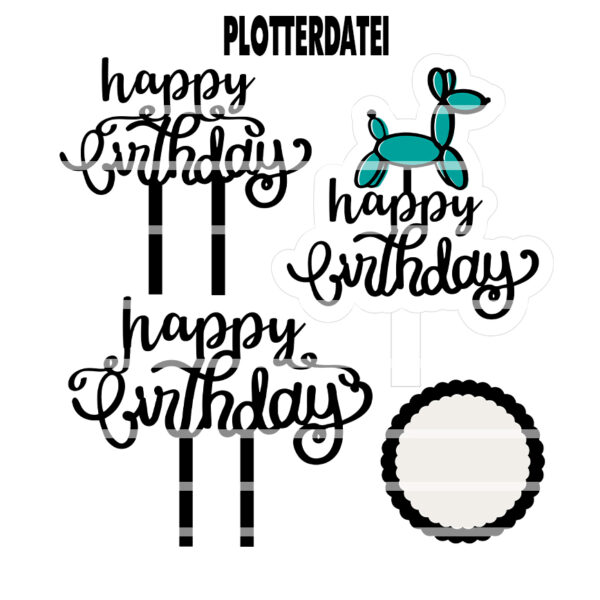 Plotterdatei + Druckvorlage| "Happy Birthday Caketopper" | Geburtstag – Bild 5
